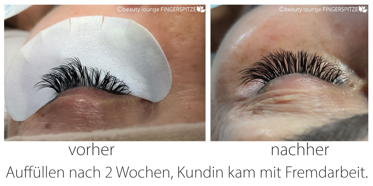 Wimpern vorher/nachher | beauty lounge FINGERSPITZE
